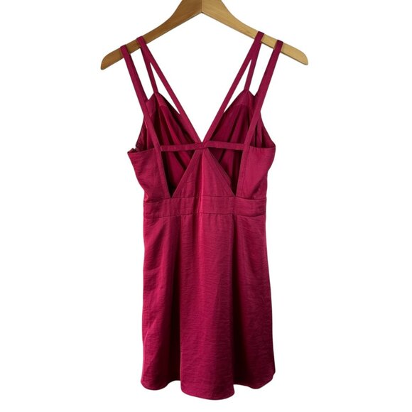 BCBGeneration Red Berry Strappy Back Mini Dress Flowy Party 6 (S) - Picture 4 of 6